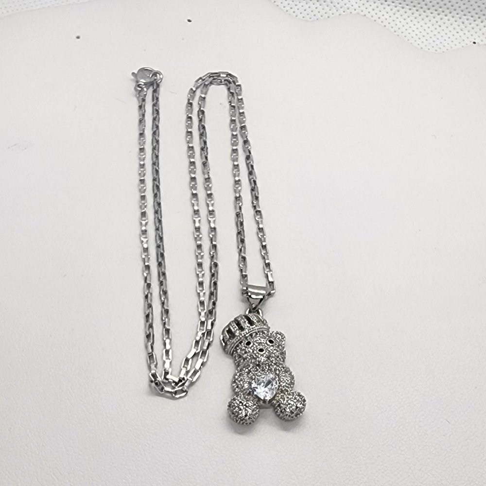 Brand New Crown Teddy Bear Necklace